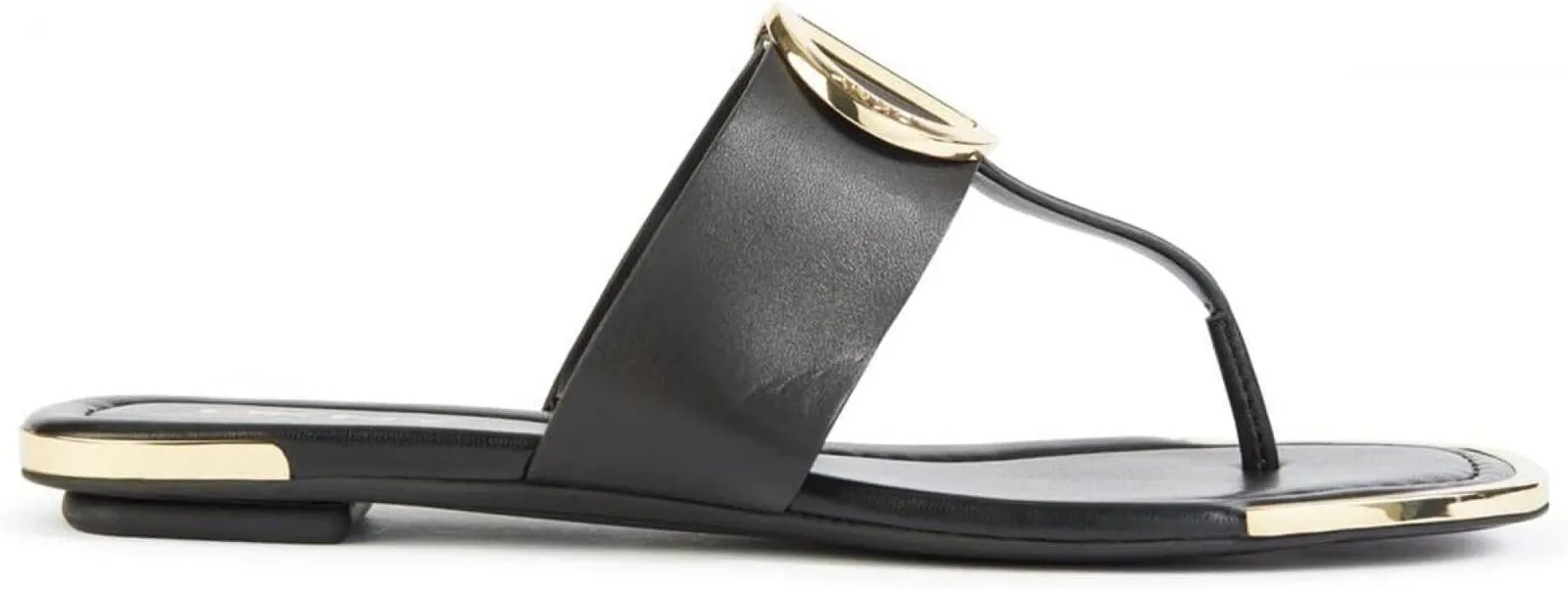 DKNY Womens HALCOTT Thong Open Toe Slide Sandals K4051669 Black 7.5M