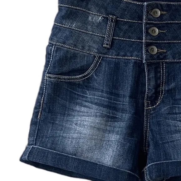 Dollhouse High Rise 3 Button Denim Cuffed Jean Shorts