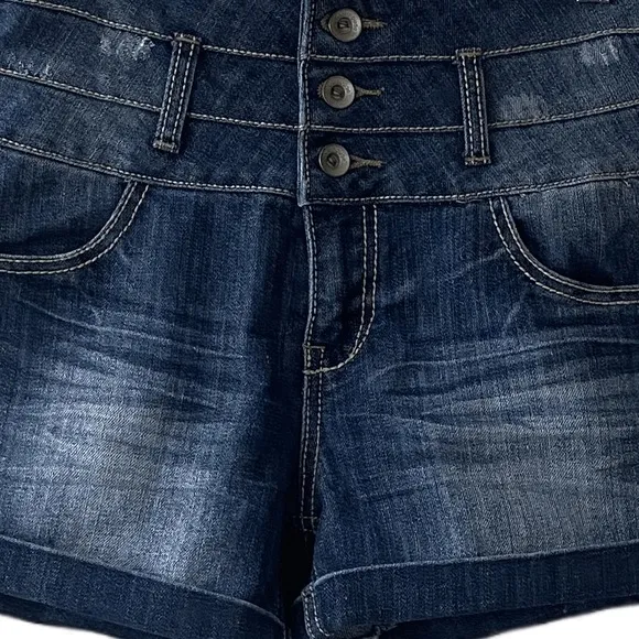 Dollhouse High Rise 3 Button Denim Cuffed Jean Shorts