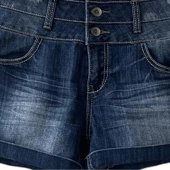 Dollhouse High Rise 3 Button Denim Cuffed Jean Shorts