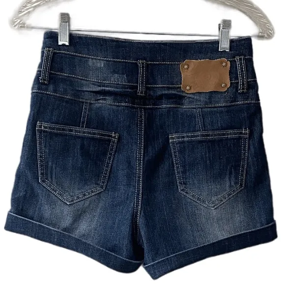 Dollhouse High Rise 3 Button Denim Cuffed Jean Shorts