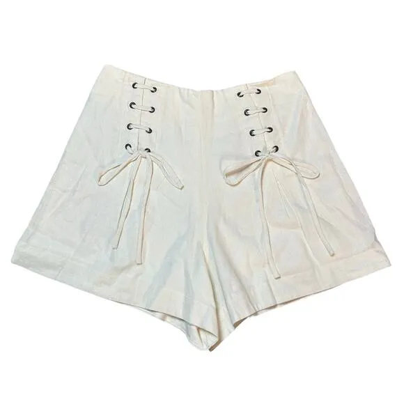 Dress To Off White Linen Blend High Waist Shorts