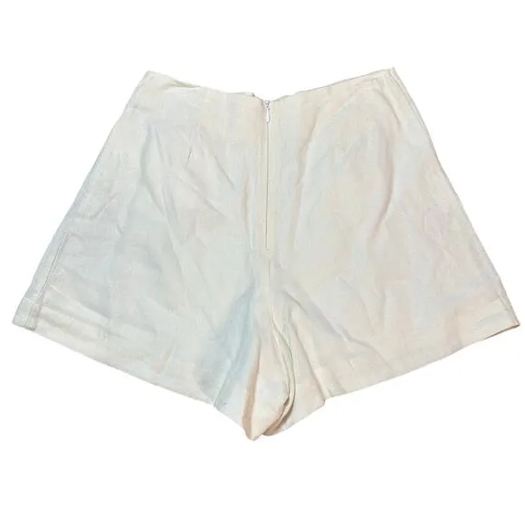 Dress To Off White Linen Blend High Waist Shorts