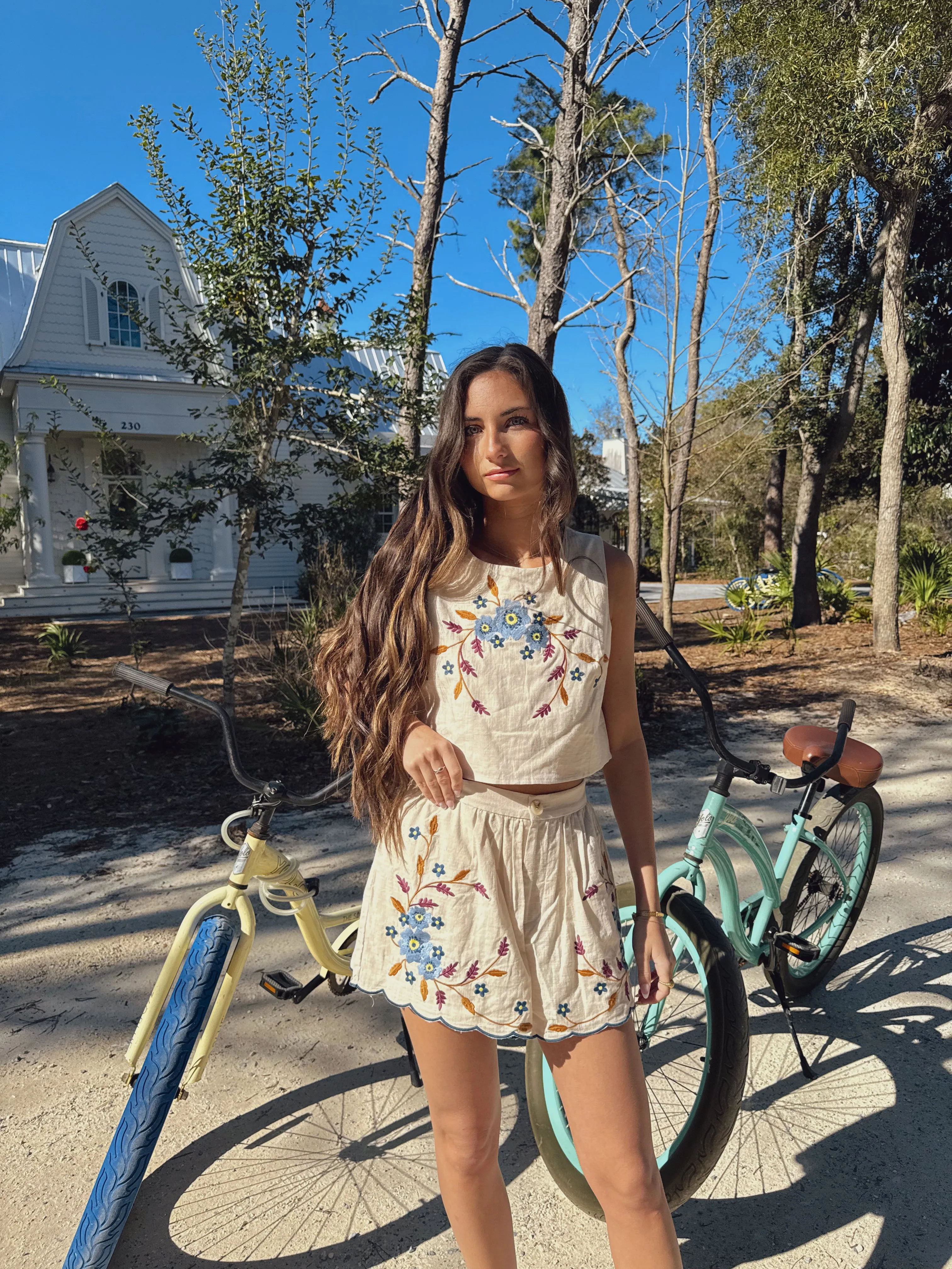 Embroidered Floral Set