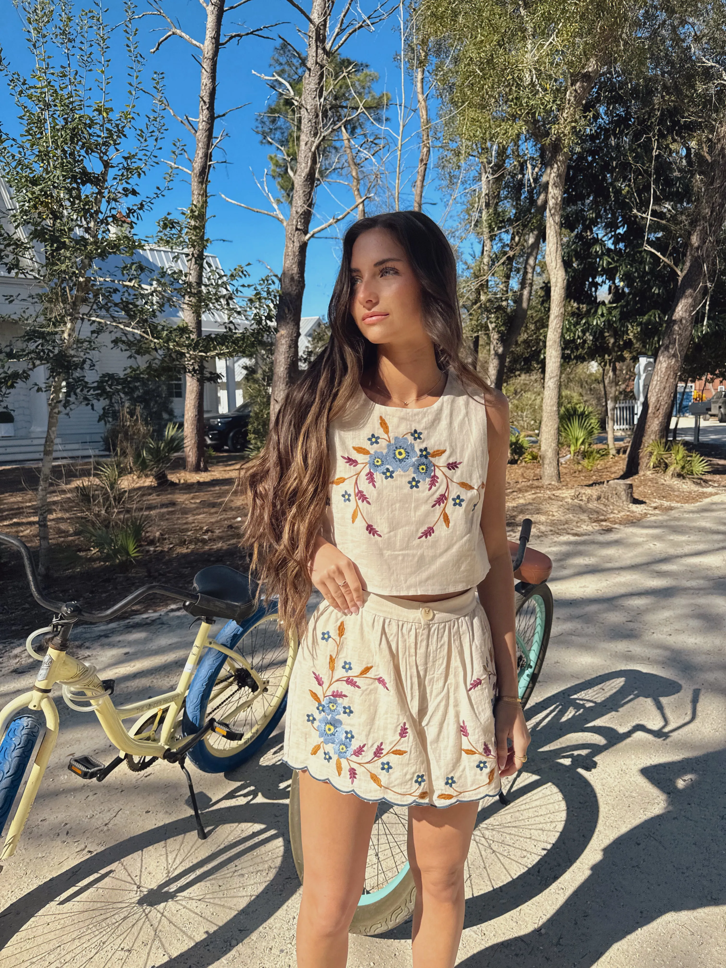 Embroidered Floral Set