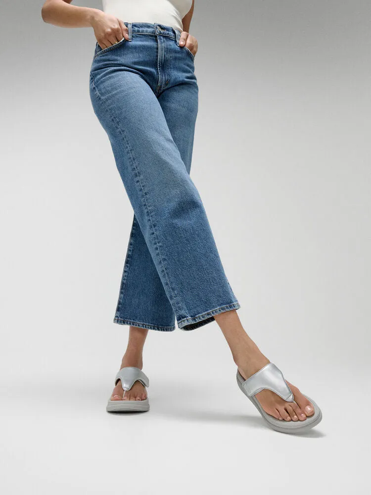 FitFlop F-Mode Go Adjustable Flatform Sandals - Silver