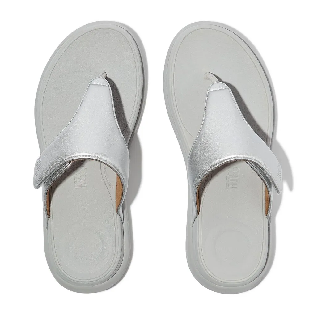 FitFlop F-Mode Go Adjustable Flatform Sandals - Silver