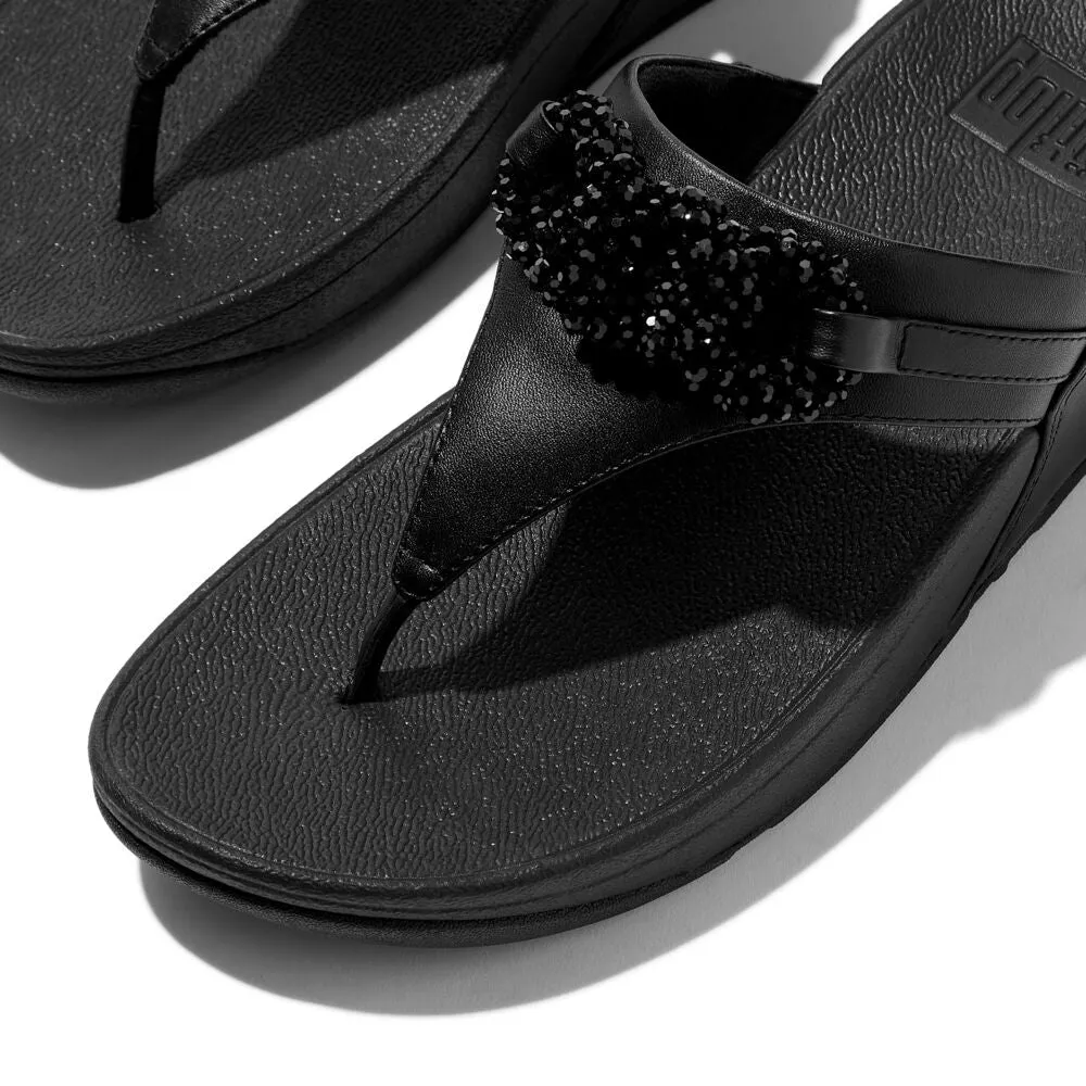 FitFlop Lulu Beaded Chain Leather Sandals - Black