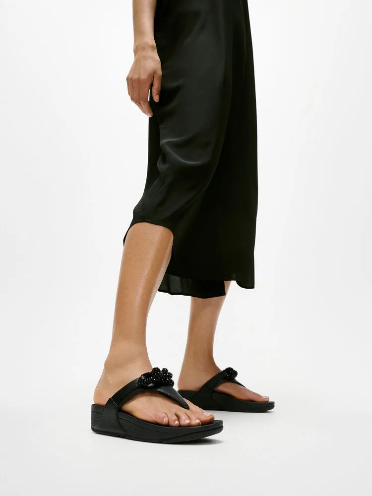 FitFlop Lulu Beaded Chain Leather Sandals - Black