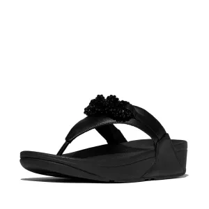 FitFlop Lulu Beaded Chain Leather Sandals - Black
