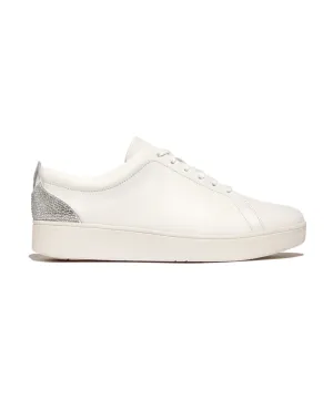 Fitflop Rally Crystal Silver Backtab Leather Sneaker White
