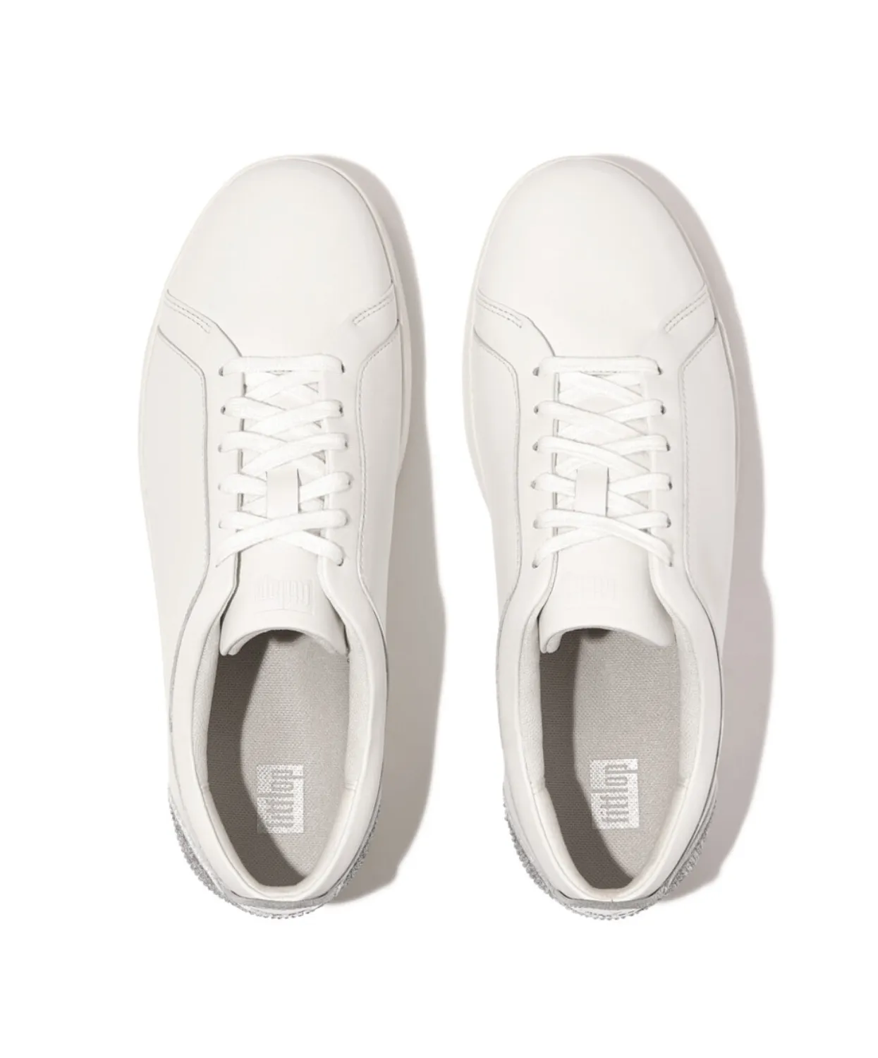 Fitflop Rally Crystal Silver Backtab Leather Sneaker White