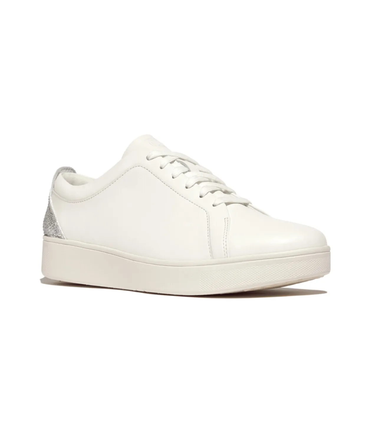 Fitflop Rally Crystal Silver Backtab Leather Sneaker White