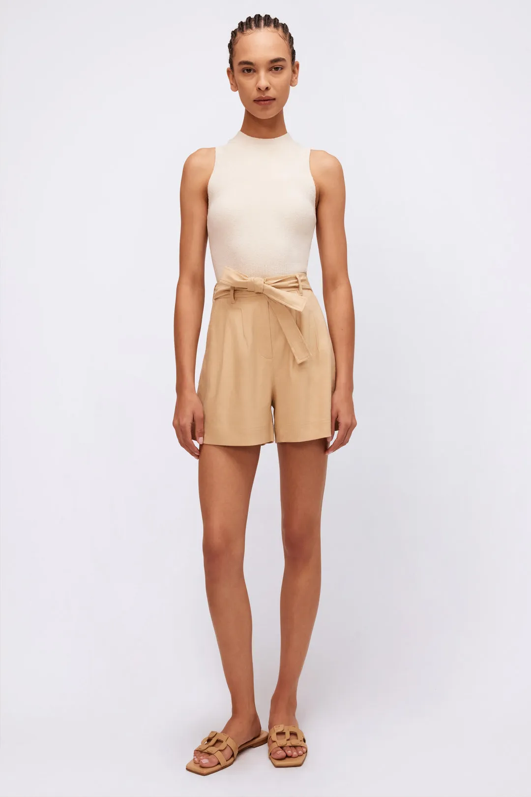 Fletcher Cuffed Pleated Short in Natural