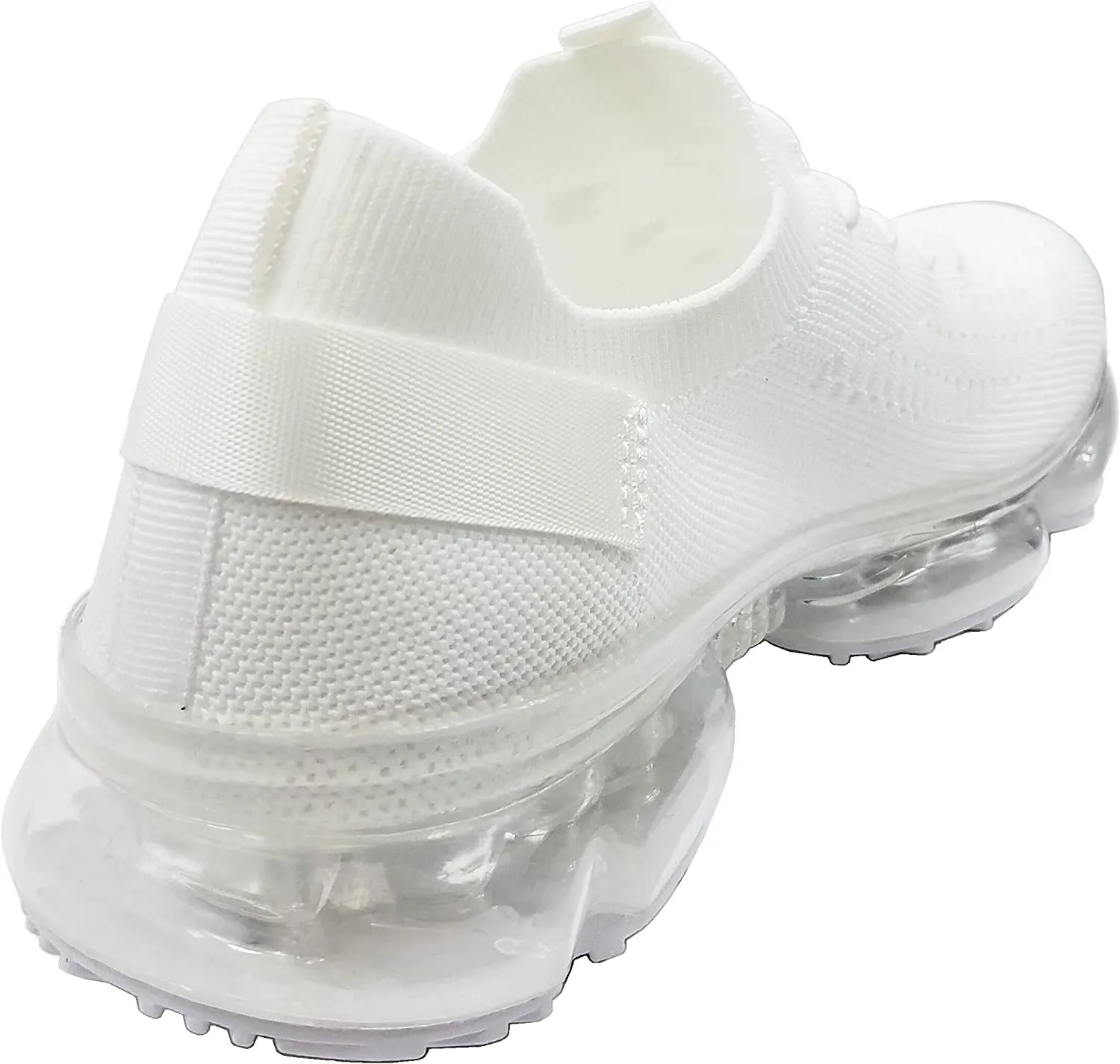 Forever Link Womens Air Cushion Fashion Sneakers Breathable Knit Comfortable Lightweight Walking Shoes, White, 6.5