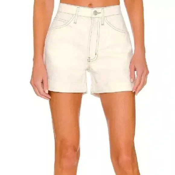 Frame Womens Shorts Size 32 High Rise Cuffed Ecru White Organic Cotton Denim New
