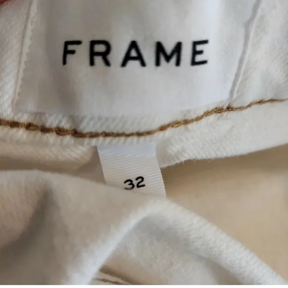 Frame Womens Shorts Size 32 High Rise Cuffed Ecru White Organic Cotton Denim New