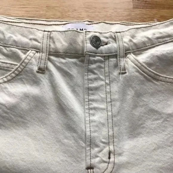 Frame Womens Shorts Size 32 High Rise Cuffed Ecru White Organic Cotton Denim New