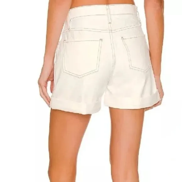 Frame Womens Shorts Size 32 High Rise Cuffed Ecru White Organic Cotton Denim New
