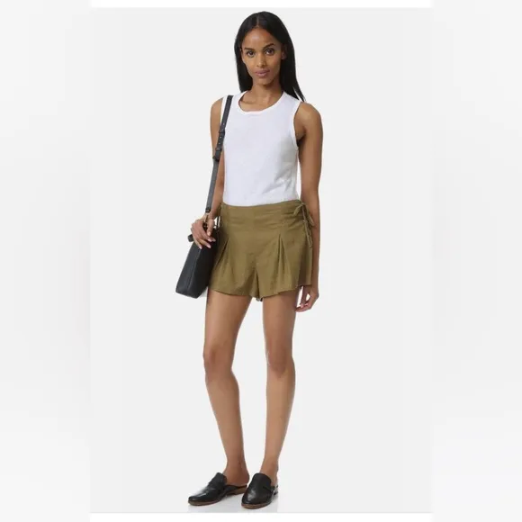 Free People Silver Springs Linen Lace Up Shorts Side Tie