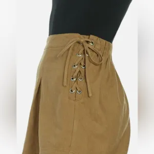 Free People Silver Springs Linen Lace Up Shorts Side Tie