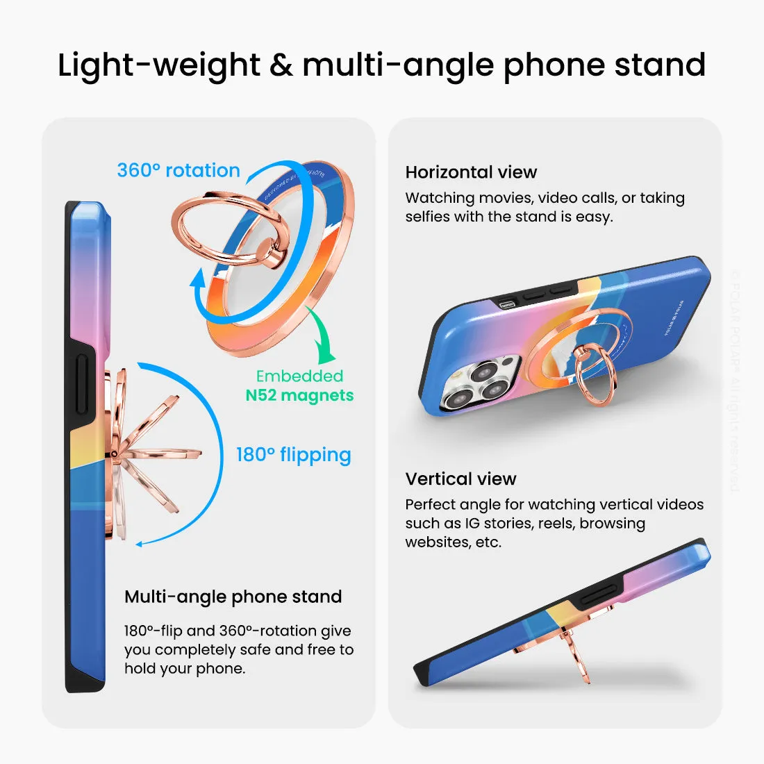 Fujisan Sunset - Rose Gold MagSafe Phone Grip and Ring Holder Stand