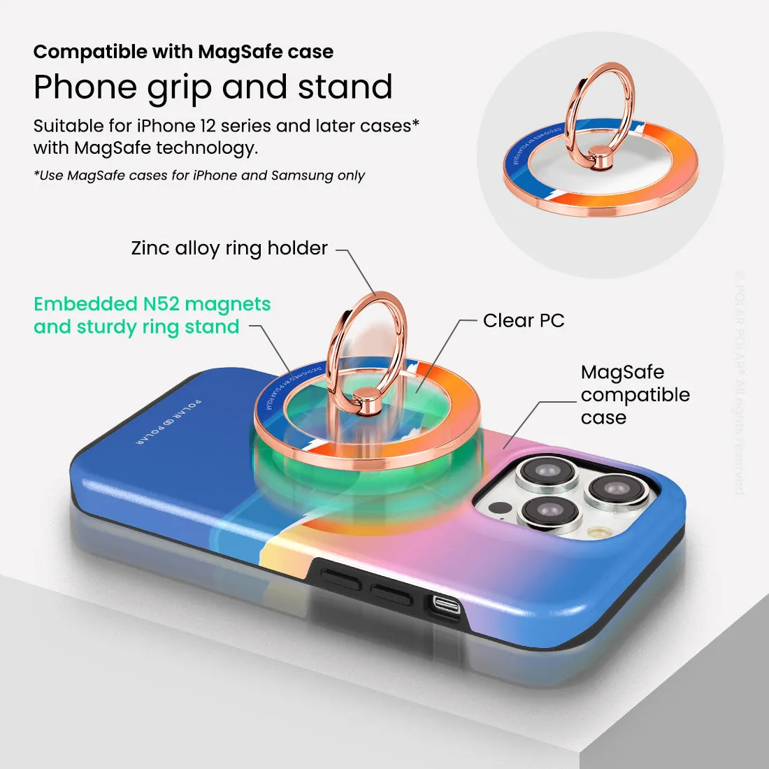 Fujisan Sunset - Rose Gold MagSafe Phone Grip and Ring Holder Stand