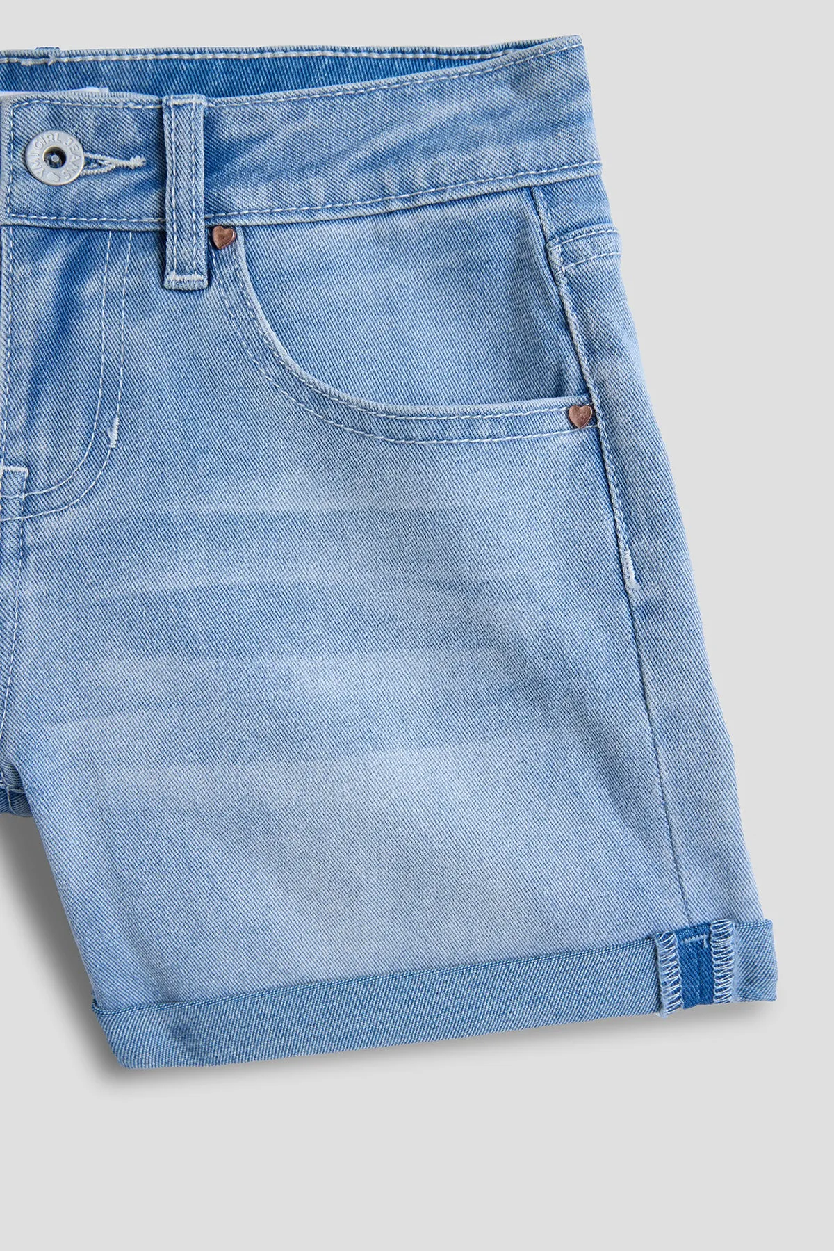 Girls Basic 5 Pocket Denim Short with Cuff, Pack of 12