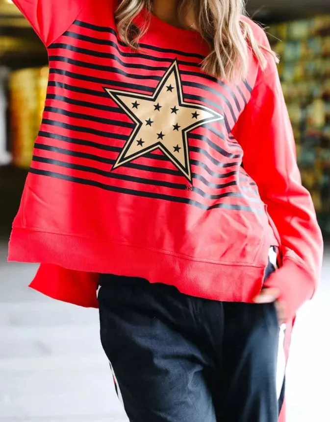 GOLD STARS STRIPE SWEAT