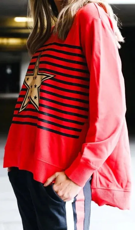 GOLD STARS STRIPE SWEAT