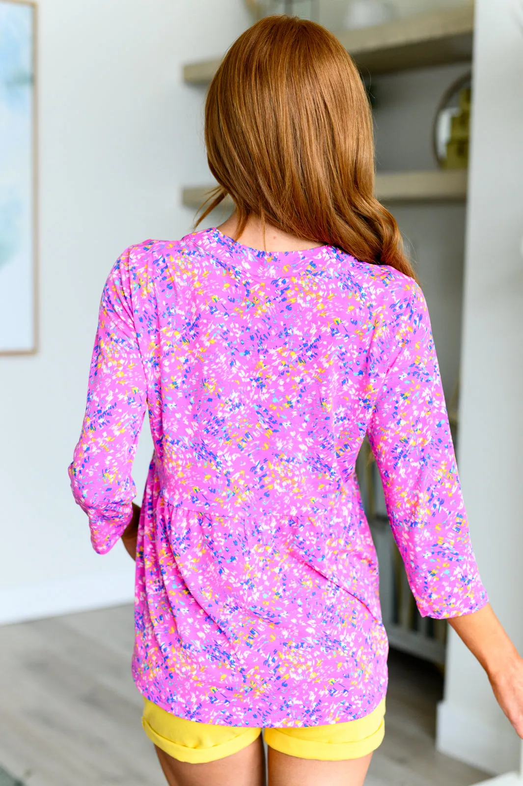Hazel Blues® |  Lizzy Babydoll Top in Magenta Brushstrokes