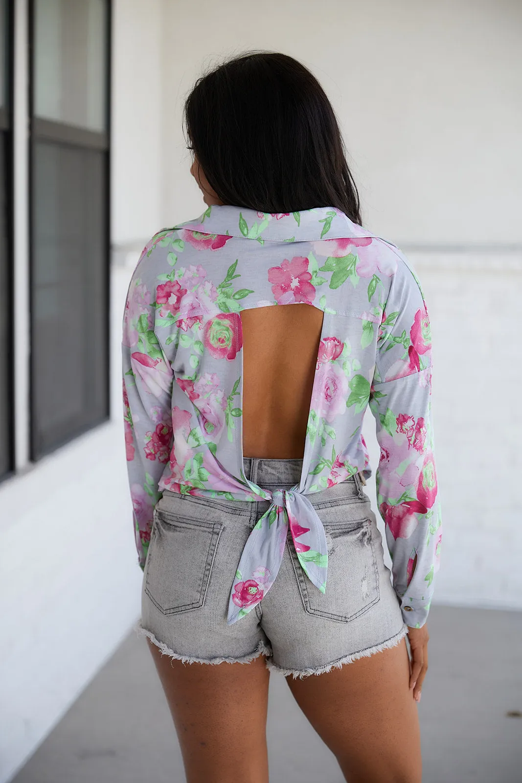 Hazel Blues® |  Thinking On It Open Back Floral Top