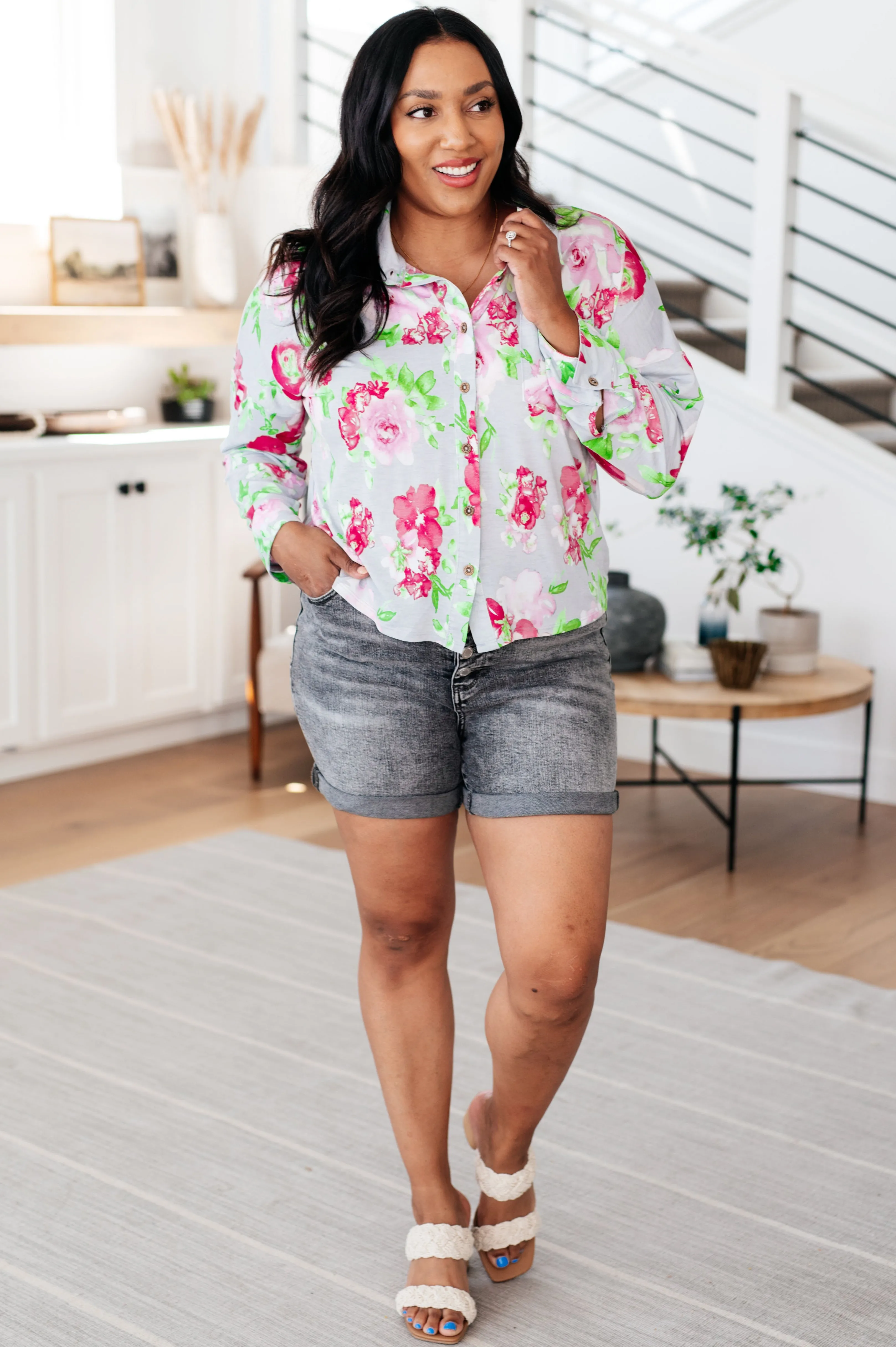 Hazel Blues® |  Thinking On It Open Back Floral Top