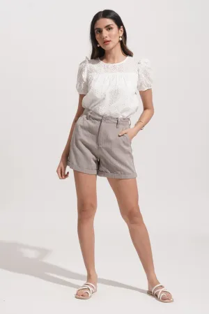 Herringbone Cuffed Shorts