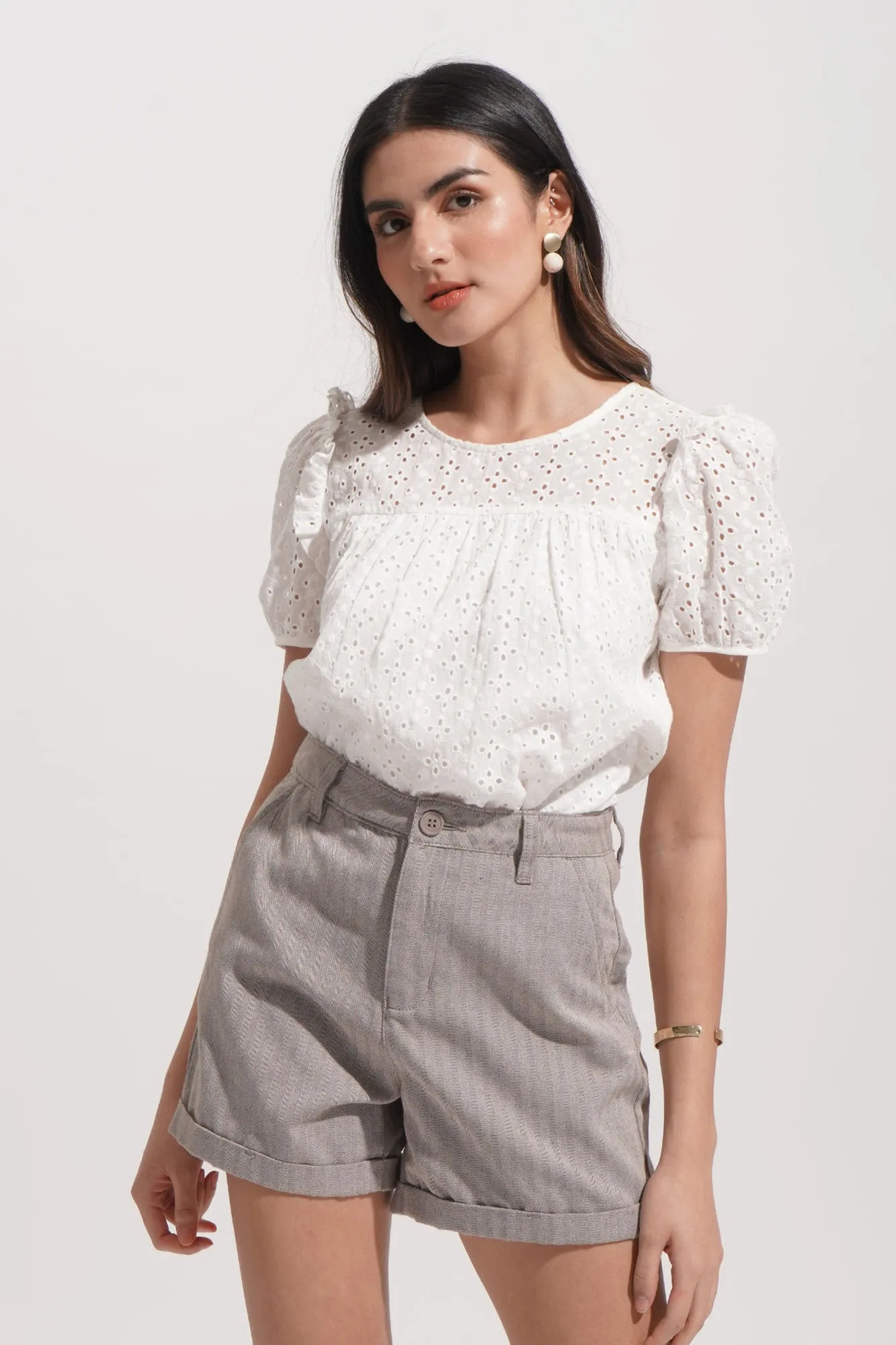 Herringbone Cuffed Shorts