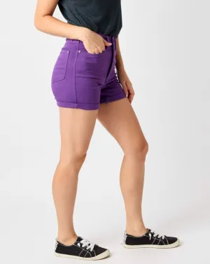 HW TUMMY CONTROL SHORTS BY JUDY BLUE - PURPLE