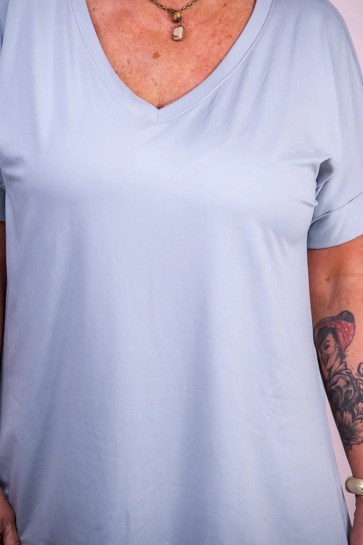 In Lounge Mode Light Gray Solid Top/Biker Short (2-Piece Set) - T9884LGR