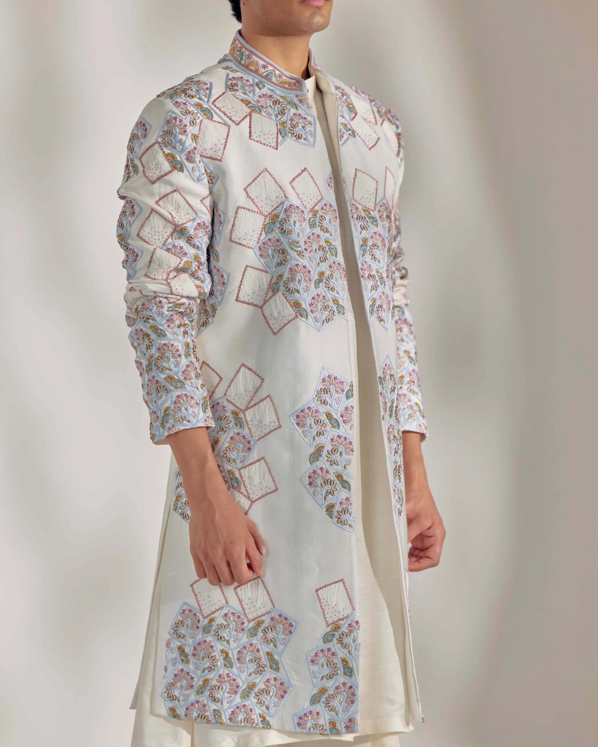 Ivory Contemporary Sherwani Set