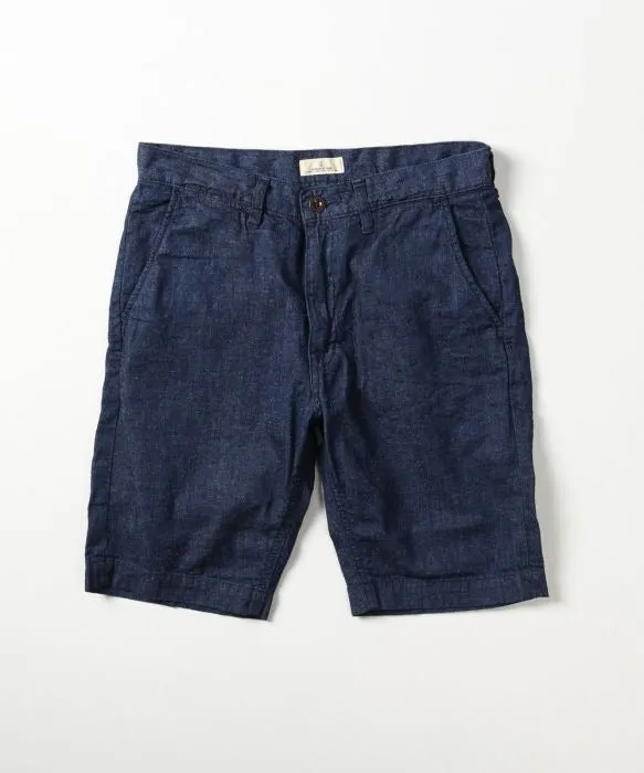 【Japan Blue Jeans】棉麻牛仔短褲 8oz LINEN DENIM KNEE SHORTS