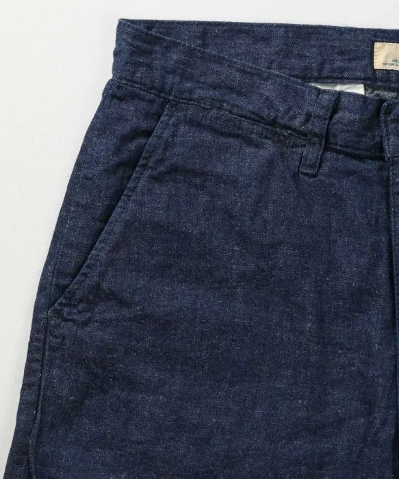 【Japan Blue Jeans】棉麻牛仔短褲 8oz LINEN DENIM KNEE SHORTS
