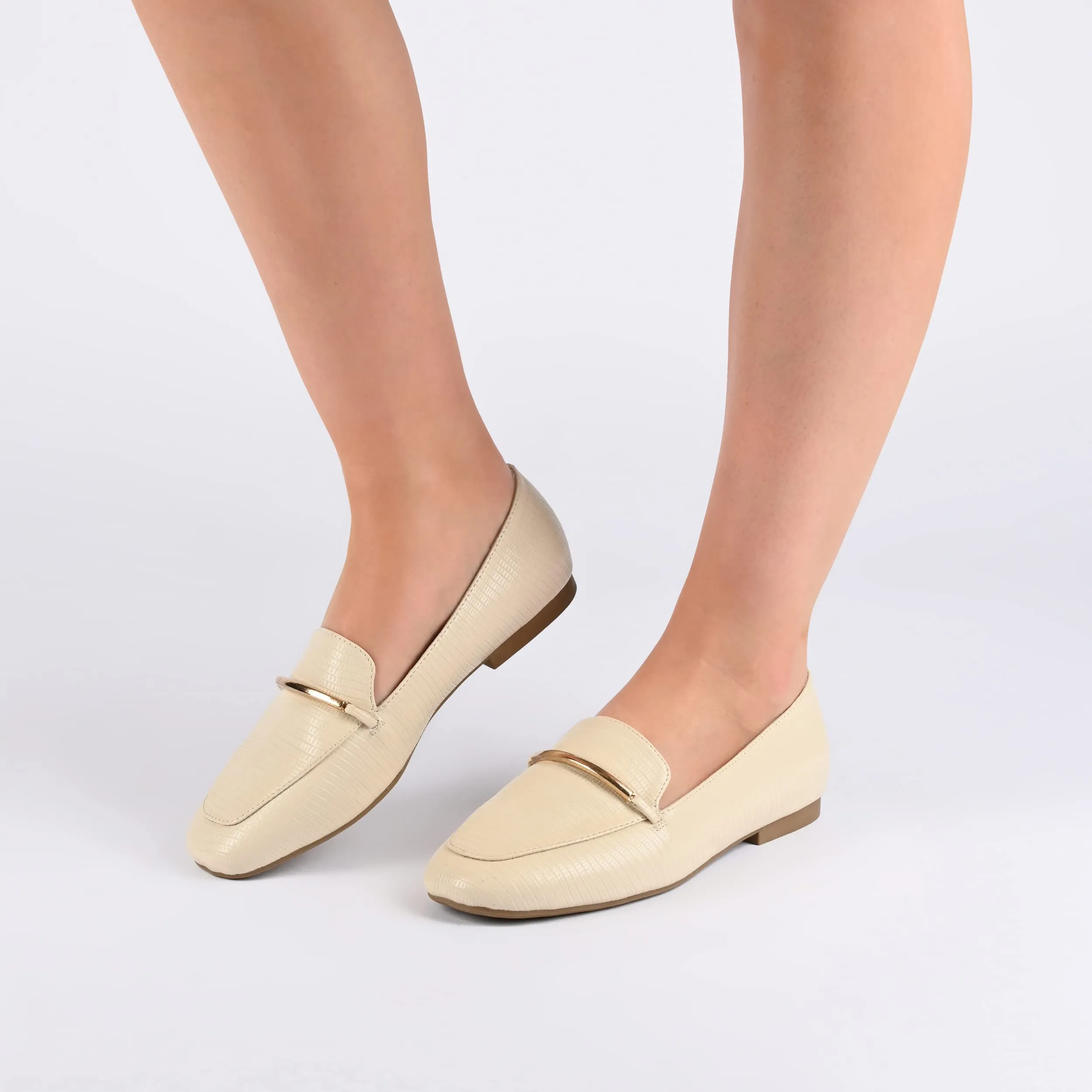 Journee Womens Loafer Flat Notched Topline Square Toe Slip-On Block Heel - Wrenn Casual Dress Shoe