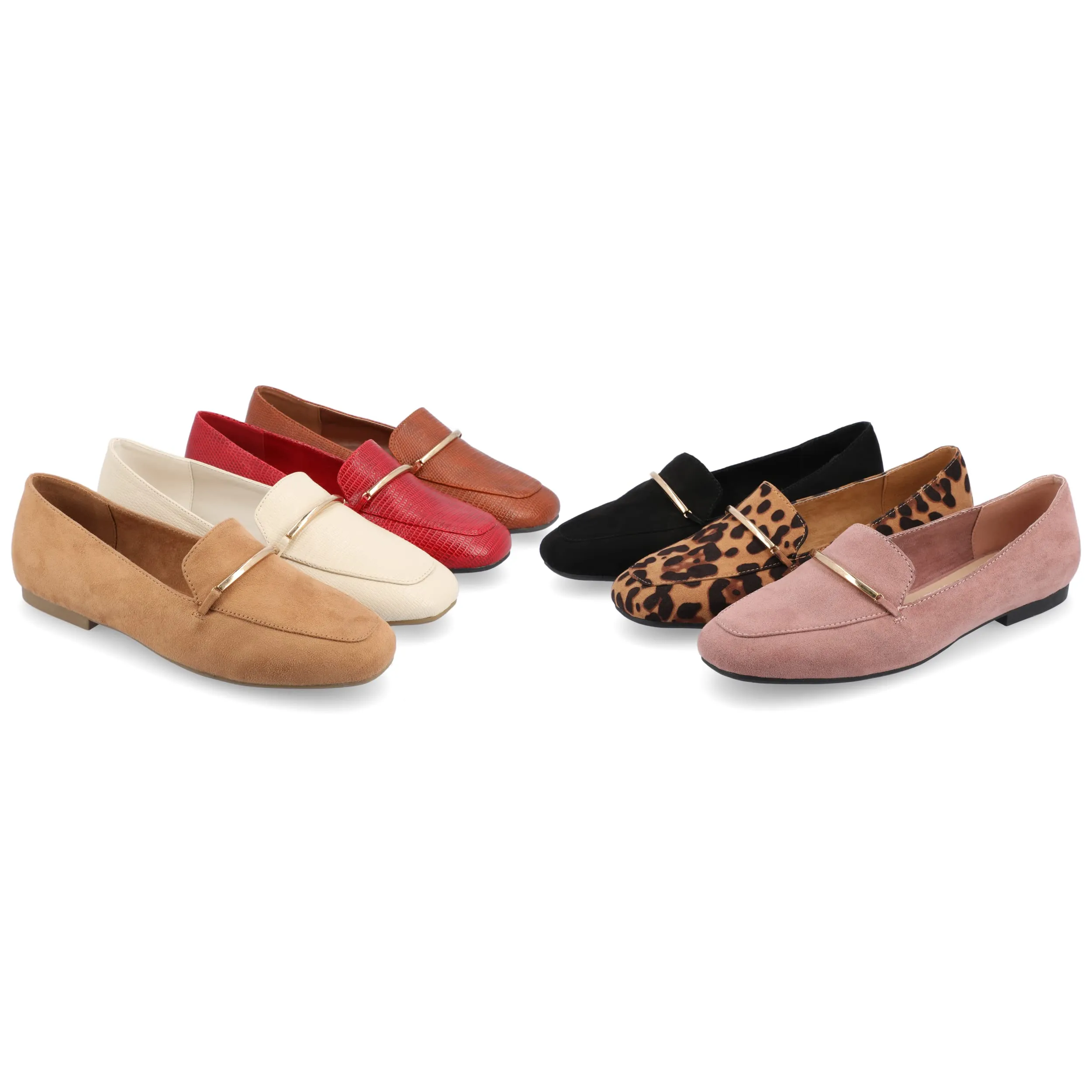 Journee Womens Loafer Flat Notched Topline Square Toe Slip-On Block Heel - Wrenn Casual Dress Shoe