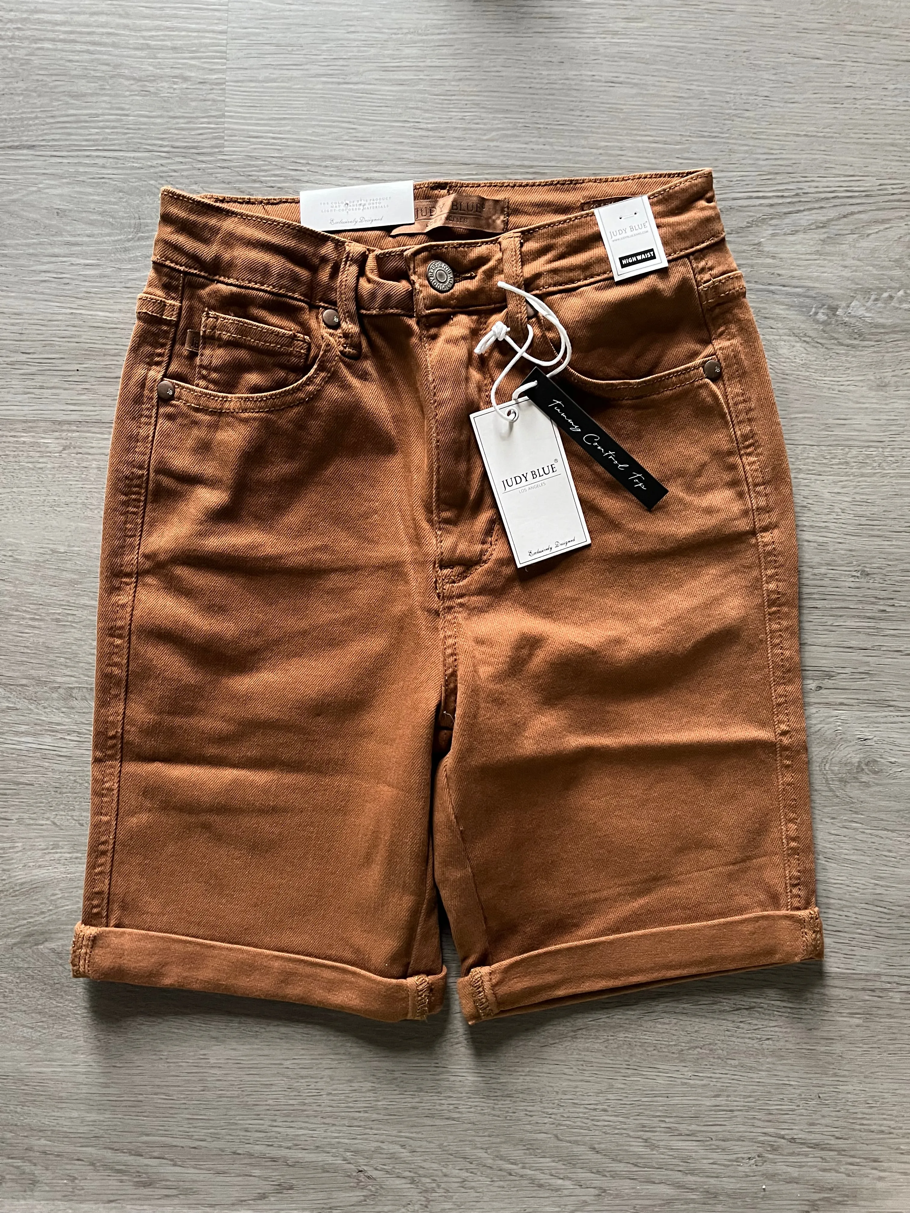 Judy Blue | Brown Garment Dyed Shorts