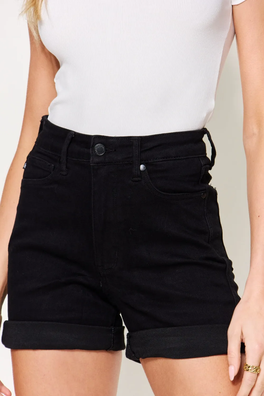 Judy Blue High Waist Tummy Control Cuffed Denim Shorts - Online Exclusive