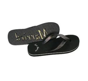 Just Married Flip Flops - Black