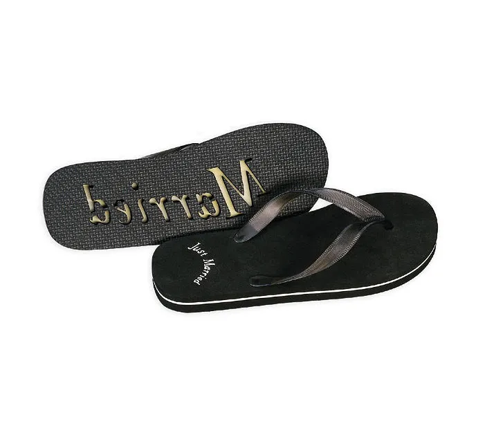 Just Married Flip Flops - Black