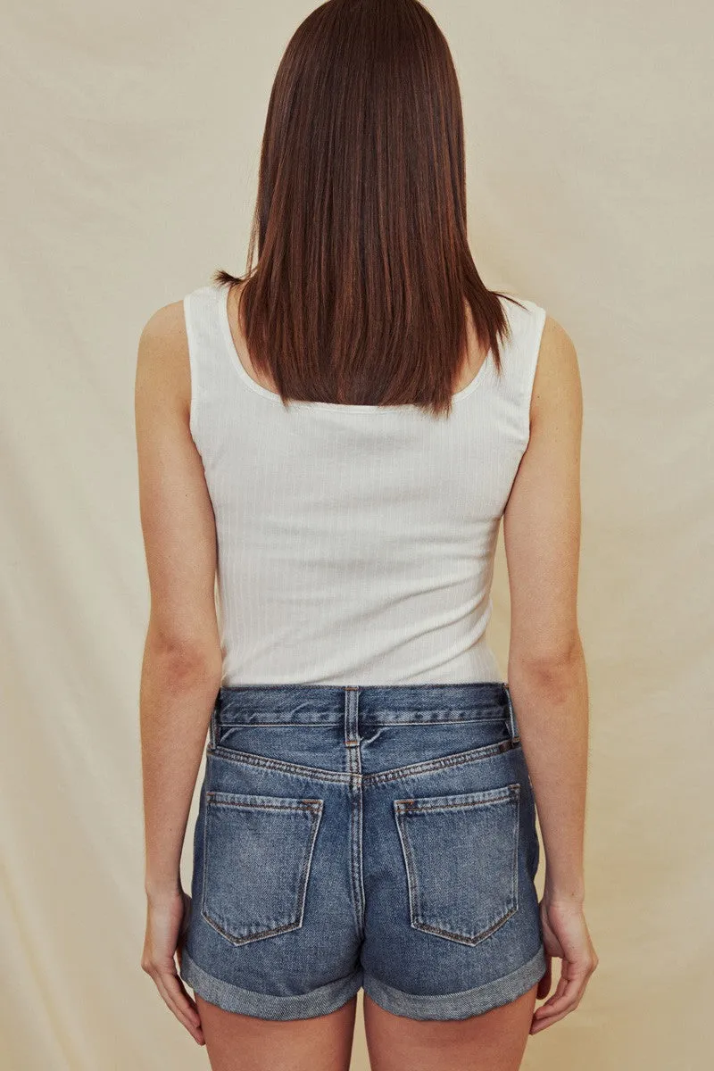 KanCan Medium Wash High Rise Cuffed Shorts