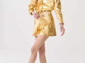 Lanhtropy Frida Metallic Linen Shorts - Gold