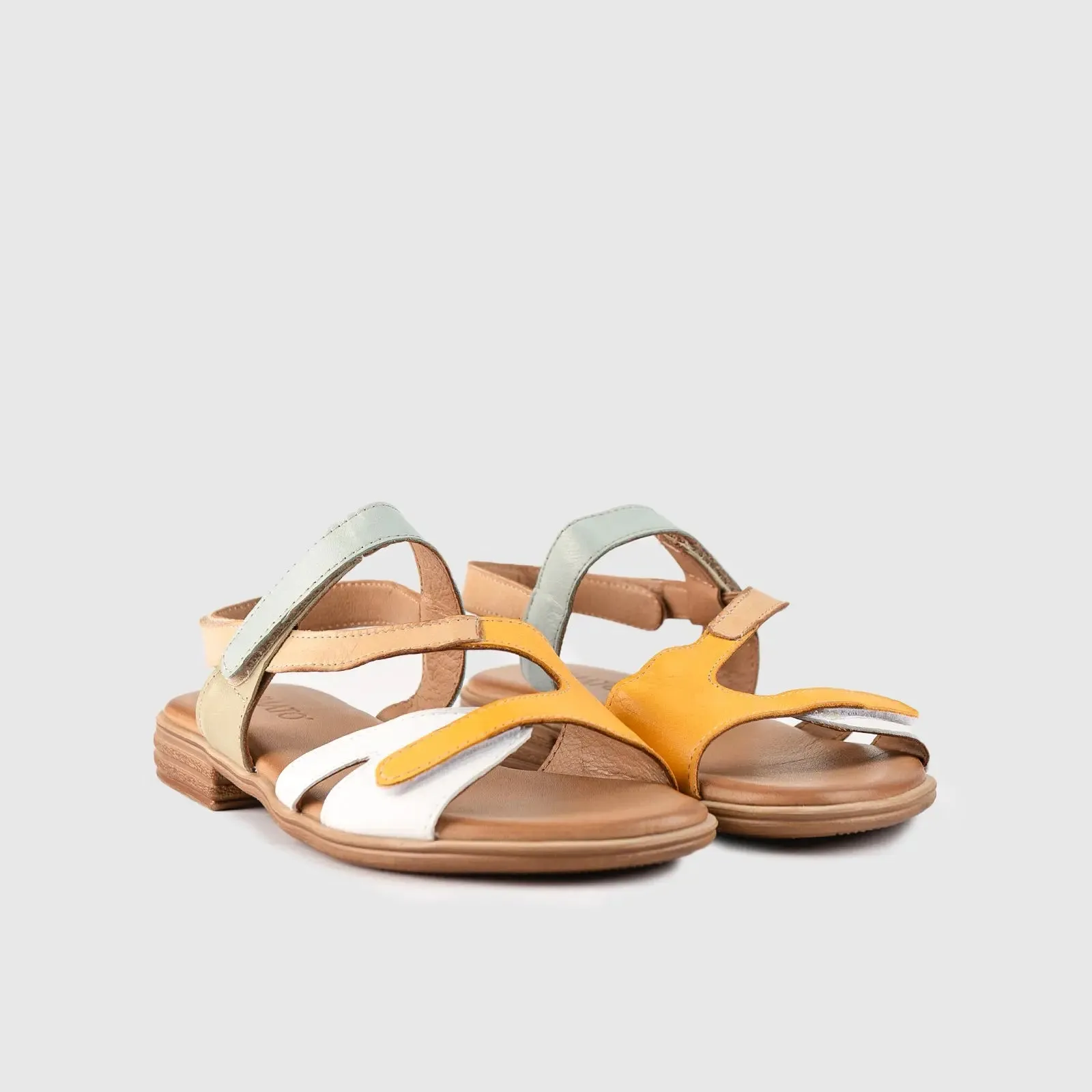 Leather Flat Comfort Sandals Multi 8615