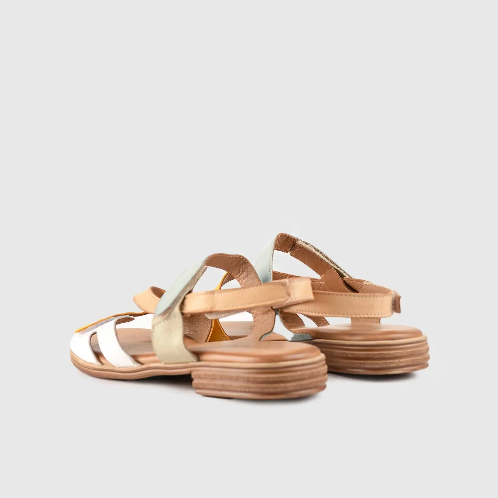 Leather Flat Comfort Sandals Multi 8615